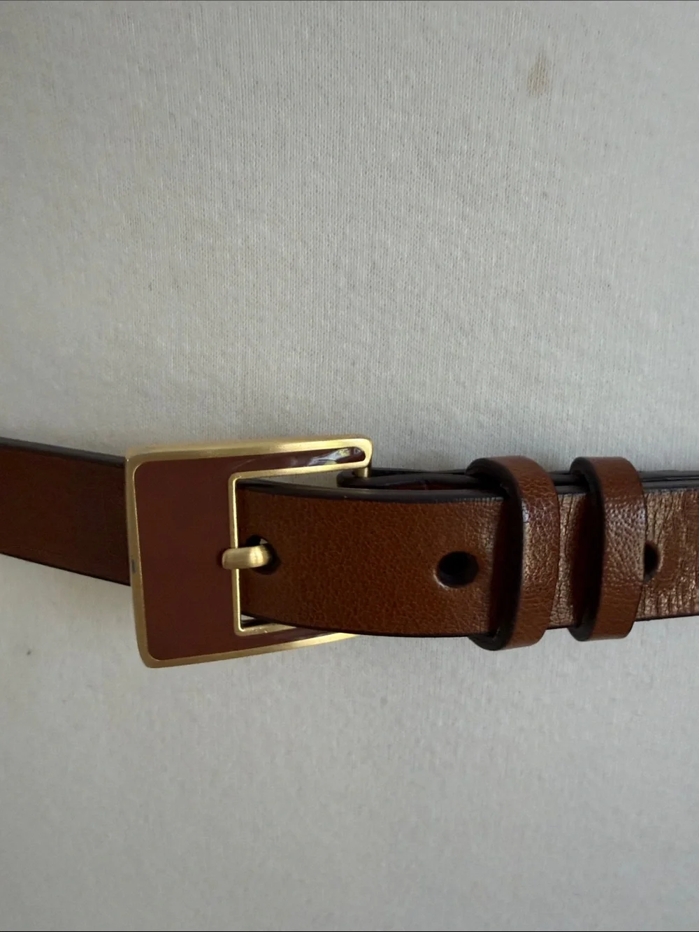 Cole Hahn Brown Leather Belt with Gold Buckle